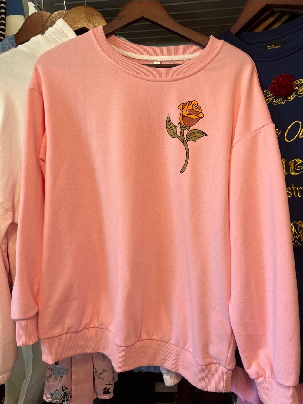 Pink Rose Beauty and the Beast Inspired Crewneck Sweatshirt